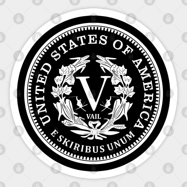 E Skiribus Unum Vail Ski Sticker by Surrealcoin777